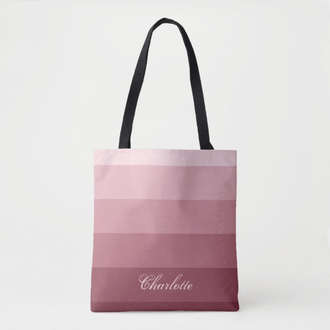Bolsa Tote Nome Personalizado de Rosa Vermelho de Gradiente M (Frente)