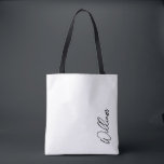 Bolsa Tote Nome Personalizado de Script Moderno<br><div class="desc">Presentes de Nome Personalizado Minimalista Moderno Este design apresenta um nome personalizado em caracteres pretos de script de escrita manual moderna em fundo branco.</div>