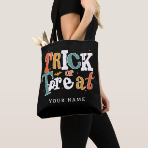 Bolsa Tote Nome Personalizado De Trick Ou Tratar Halloween