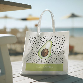 Bolsa Tote Nome Personalizado do Avocado Verde Moderno