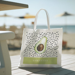 Bolsa Tote Nome Personalizado do Avocado Verde Moderno