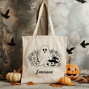 Bolsa Tote Nome Personalizado do Dia das Bruxas de Abóbora Pr