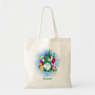 Bolsa Tote Nome Personalizado do Gnomo do Presente do Natal d