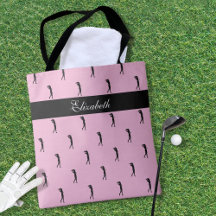 Nome Personalizado do Golfe Padrão Rosa e Preto