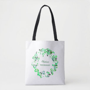 Bolsa Tote Nome Personalizado do Green Crest Casamentos Bride