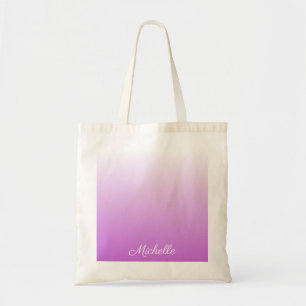 Bolsa Tote Nome personalizado do Lilac ombre roxo