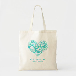 Bolsa Tote Nome Personalizado do Pickleball Palavra Arte Cora