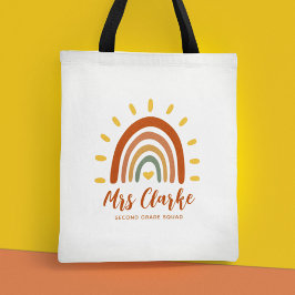 Bolsa Tote Nome Personalizado do Professor Grau Boho Rainbow 