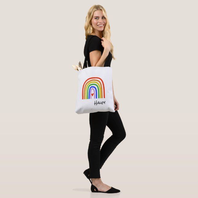 Bolsa Tote Nome Personalizado do Rainbow Principal Colour Bla (No(a) Modelo)