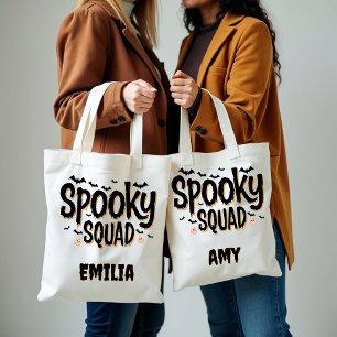 Bolsa Tote Nome personalizado do Spooky Squad Halloween