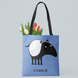 Bolsa Tote Nome Personalizado do Tapir<br><div class="desc">Um fofo Tapir malaio para amantes de animais e espécies selvagens ameaçadas. Arte original de Nic Squirrell. Altere o nome ou texto e altere a cor de fundo na Ferramenta Design para personalizar.</div>