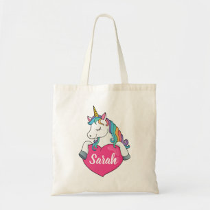 Bolsa Tote Nome Personalizado do Unicórn de Cute