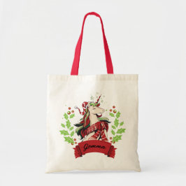 Bolsa Tote Nome Personalizado do Unicorn de Natal Bonito
