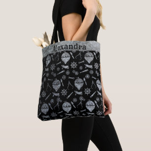 Bolsa Tote Nome Personalizado dos Balões de Zinco de Prata S