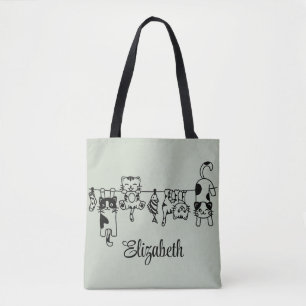 Bolsa Tote Nome Personalizado dos Gatinhos Gatinhos Gastos