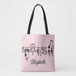 Bolsa Tote Nome Personalizado dos Gatinhos Gatinhos Gastos