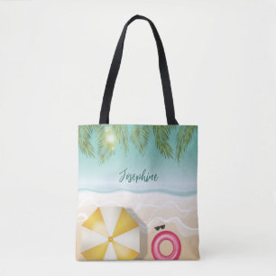 Bolsa Tote Nome Personalizado E Folhas Tropicais De Palma De 