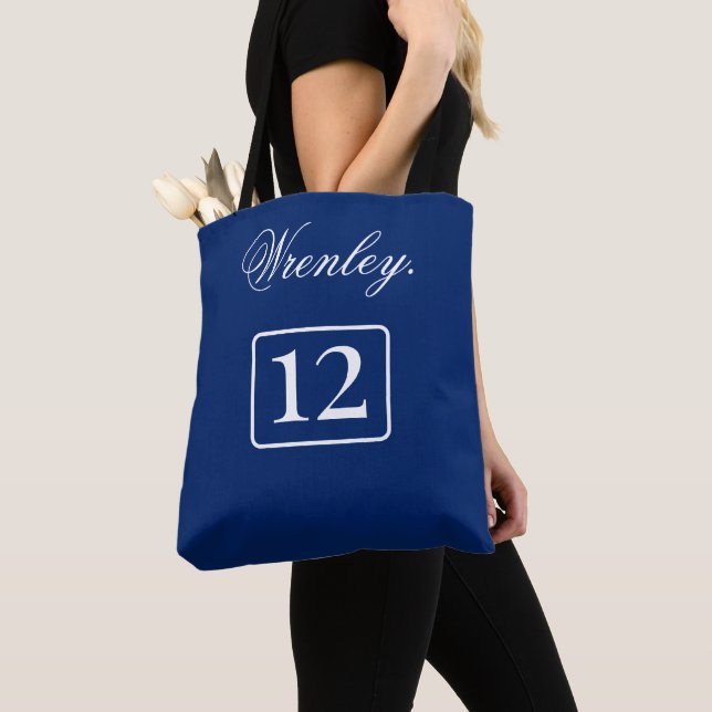 Bolsa Tote Nome Personalizado e Número da Turma Estilo Varsit (Close Up)