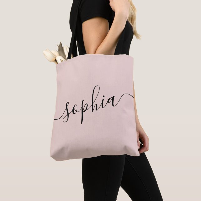 Bolsa Tote Nome Personalizado em Letra Minúscula Rosa (Close Up)