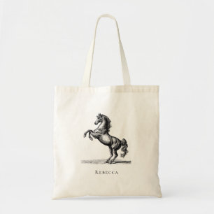 Bolsa Tote Nome Personalizado Equestre Cavalo Vintage