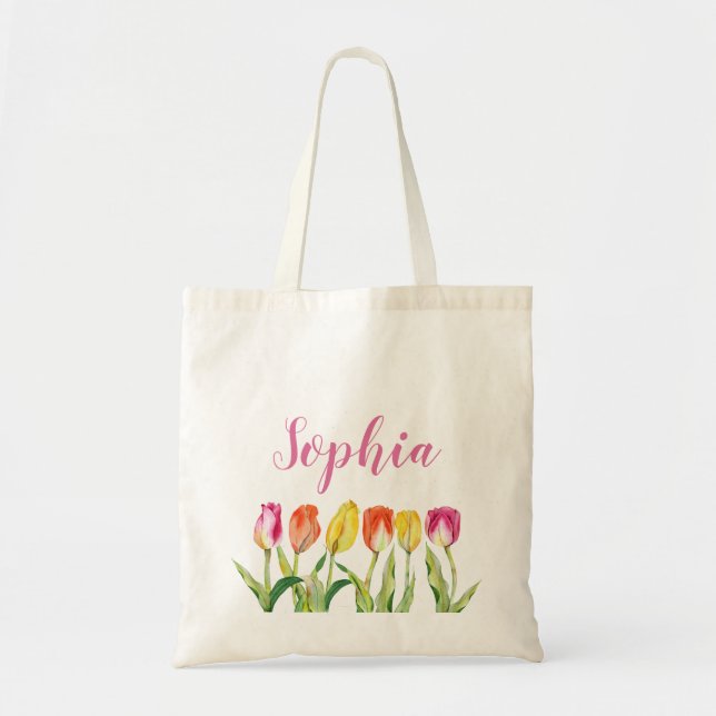 Bolsa Tote Nome Personalizado Floral (Frente)