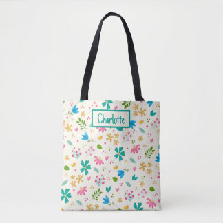 Bolsa Tote Nome Personalizado Floral Personalizado