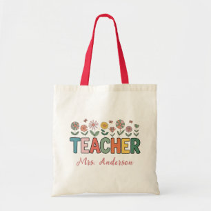 Bolsa Tote Nome Personalizado Flores Selvagens Apreciação do