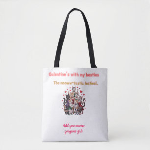 Bolsa Tote Nome Personalizado Galentine's Day Besties