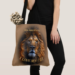 Bolsa Tote Nome Personalizado "I Love My Cat" (Amo Meu Gato)