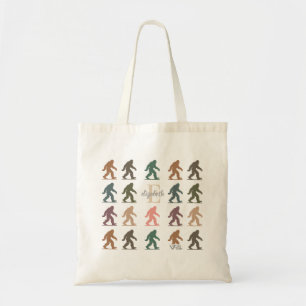 Bolsa Tote Nome Personalizado Inicial Pé Grande Floresta Retr