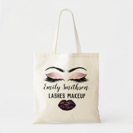 Bolsa Tote Nome Personalizado Makeup Artist Kiss Eyelashes Ro