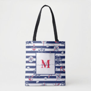 Bolsa Tote Nome Personalizado Marinho Branco e Azul do marinh