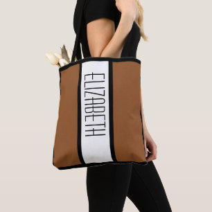 Bolsa Tote Nome Personalizado Marrom Rústico Minimalista Simp