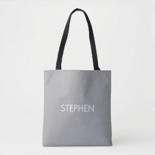Bolsa Tote Nome personalizado minimalista cinza