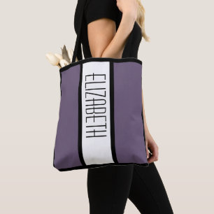 Bolsa Tote Nome Personalizado Minimalista Moderno Listras Gro