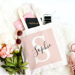 Bolsa Tote Nome Personalizado Moderno Monograma Pastel Rosa<br><div class="desc">Nome Personalizado Moderno Monograma Pastel Rosa</div>