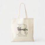 Bolsa Tote Nome personalizado monograma reagrupamento familia<br><div class="desc">Nome personalizado reunião da família monograma rustic Tote Bag. Design de modelo elegante com letra inicial monograma. Boa ideia de presente de vintage para reunião familiar, reunião, reunião, viagem, férias em grupo, conselho, festa da casa do lago etc. Impressão de estilo chic country. Cores personalizáveis. Adicione seu próprio sobrenome e...</div>