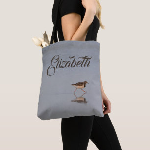 Bolsa Tote Nome personalizado no borrelho da foto da praia