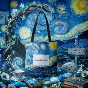 Bolsa Tote Nome Personalizado Noites Estreladas Vintage Van G