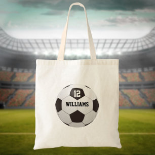 Bolsa Tote Nome Personalizado Número de bola de futebol