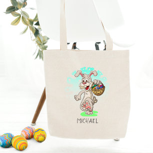Bolsa Tote Nome personalizado ovos da páscoa do coelho de