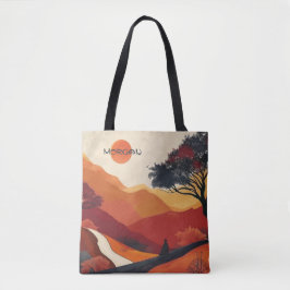 Bolsa Tote Nome Personalizado, Paisagem Quente de outono, Art