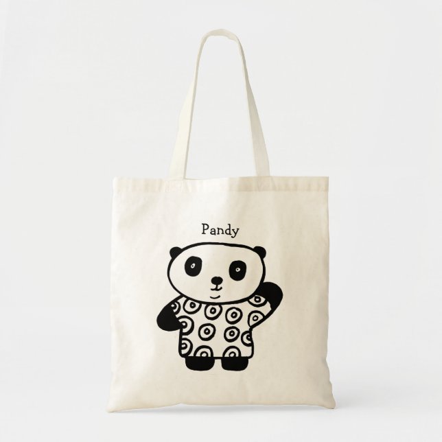 Bolsa Tote Nome Personalizado Pandy o Panda Fofo (Frente)