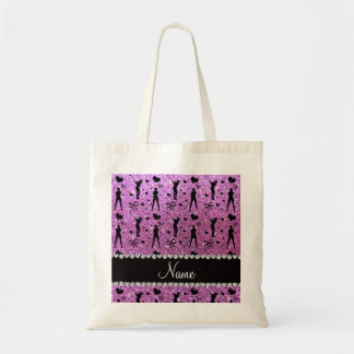 Bolsa Tote Nome personalizado pastel purple glitter corações 
