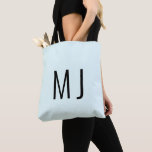 Bolsa Tote Nome Personalizado Preto Azul Gelo Contemporâneo<br><div class="desc">Bolsa de Mão Azul Gelo Fonte Contemporânea. Nome. Inicial. Monograma. Moderna.</div>