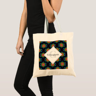Bolsa Tote Nome Personalizado Rainbow Floral Fountain Mod Oge