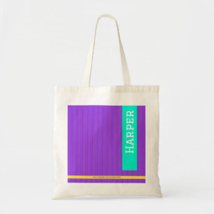 Bolsa Tote Nome Personalizado Roxo Moderno e Monograma