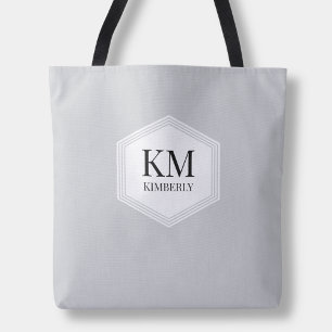 Bolsa Tote Nome Personalizado Simples Elegante Moderno Cinza