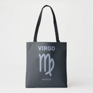 Bolsa Tote Nome Personalizado / Texto Símbolo Zodiac Virgo