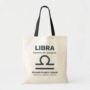 Bolsa Tote Nome Personalizado / Texto Símbolo Zodíaco Libra